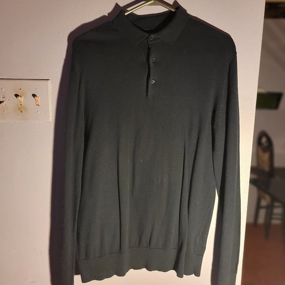 Brave Soul Adult Long Sleeve Polo Navy Blue S - Picture 1 of 3